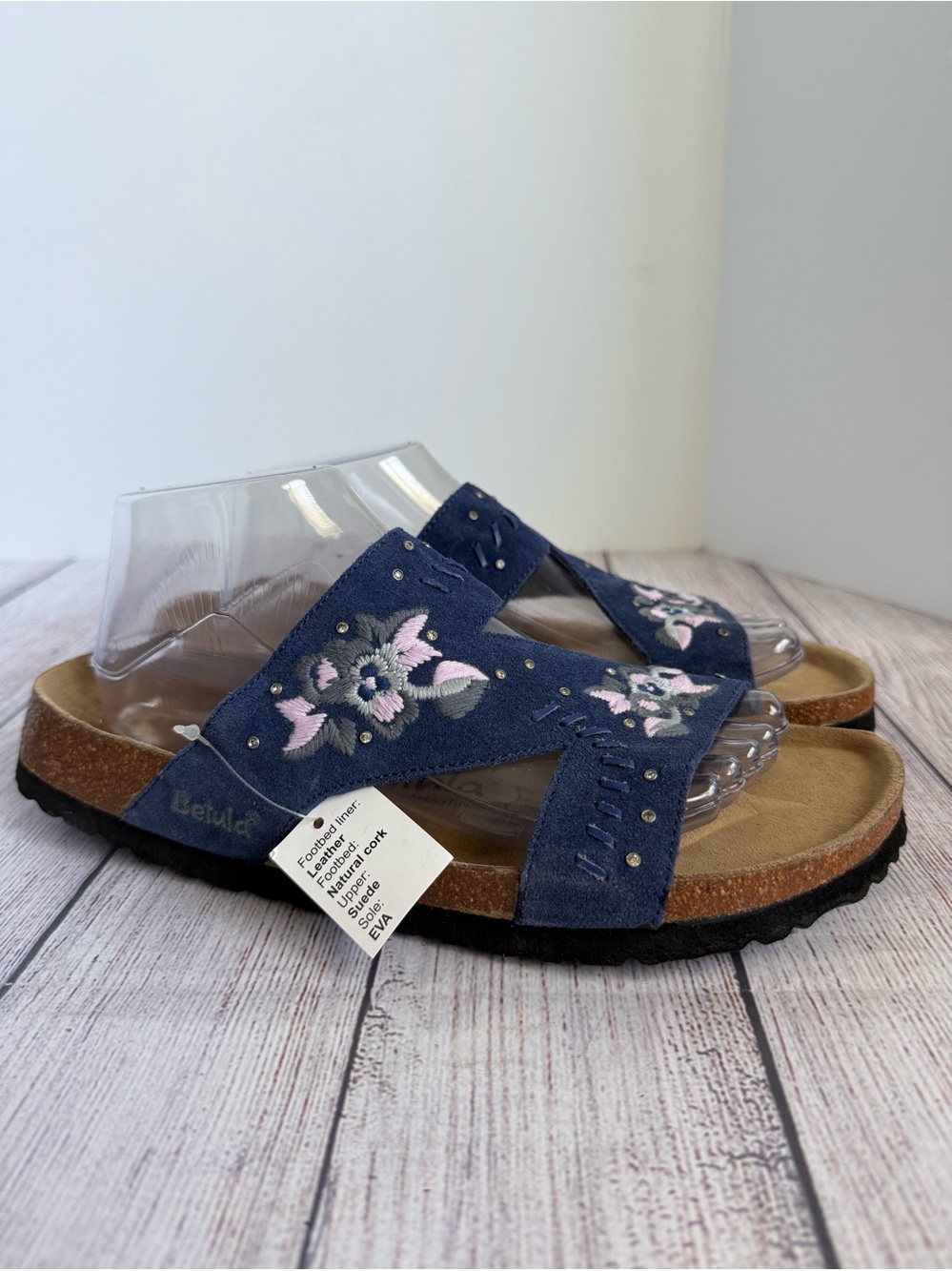 BETULA By Birkenstock Zara Navy Blue Suede Sandals 9 M NWT